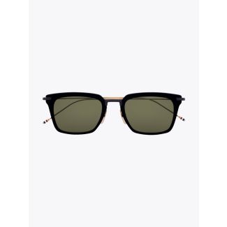 Thom Browne TB-916 Angular Sunglasses Black / Black Iron / White Gold Front View