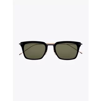 Thom Browne TB-916 Angular Sunglasses Black / Black Iron / White Gold Front View