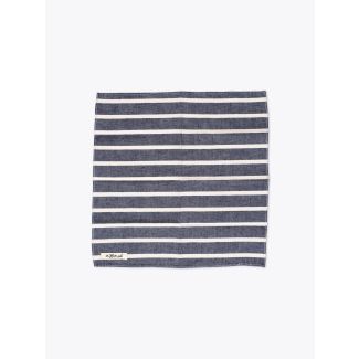 The Hill-Side Pocket Square Cotton/Linen Narrow Border Stripe 