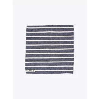 The Hill-Side Pocket Square Cotton/Linen Narrow Border Stripe 