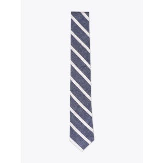 The Hill-Side Pointed Tie Cotton/Linen Narrow Border Stripe