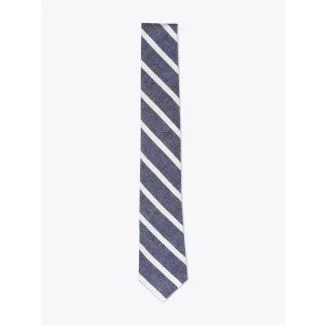 The Hill-Side Pointed Tie Cotton/Linen Narrow Border Stripe