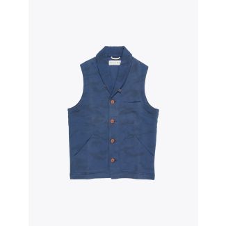 Universal Works Hunstanton Gilet Camo Loopback O/D Navy 1