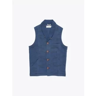 Universal Works Hunstanton Gilet Camo Loopback O/D Navy 1