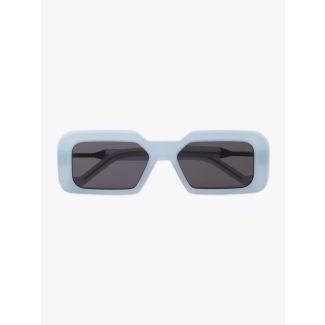Vava White Label 0053 Rectangular-Frame Sunglasses Aqua Haze with temples folded front view
