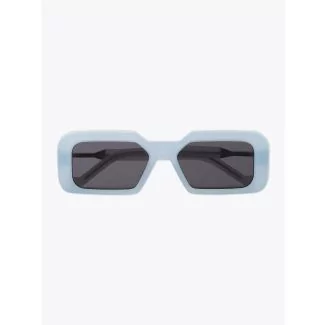 Vava White Label 0053 Rectangular-Frame Sunglasses Aqua Haze with temples folded front view