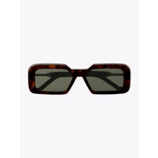 Vava White Label 0053 Rectangular-Frame Sunglasses Havana with temples folded front view