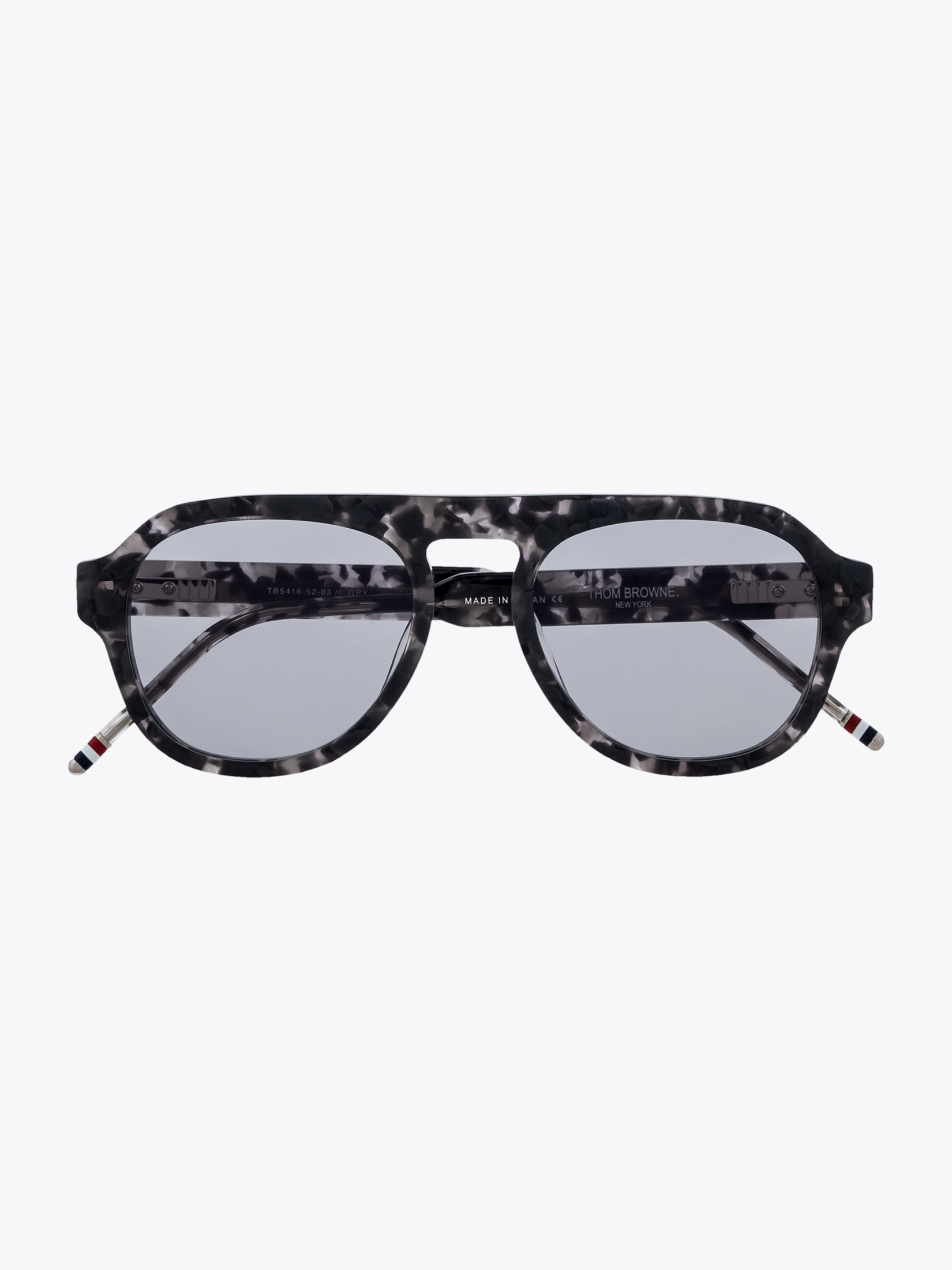 THOM BROWNE EYEWEAR — TB-416 Grey Aviator Sunglasses