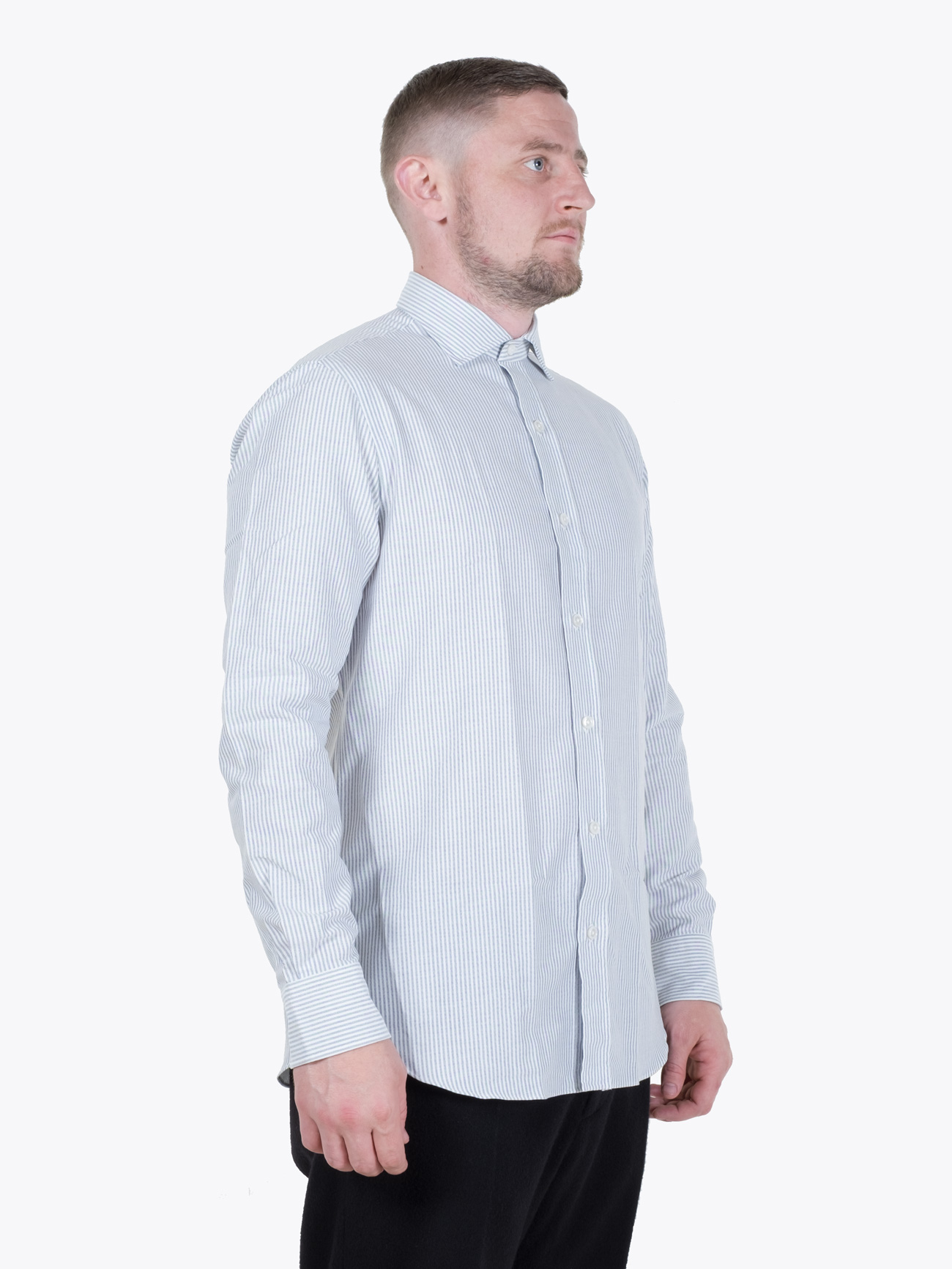 Salvatore Piccolo — Slim Striped Blue Oxford Shirt